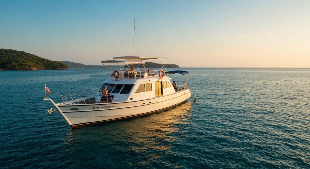honeymoon yacht charter indonesia what to expect — Photorealistic editorial travel photograph relevant to: The exact-mat