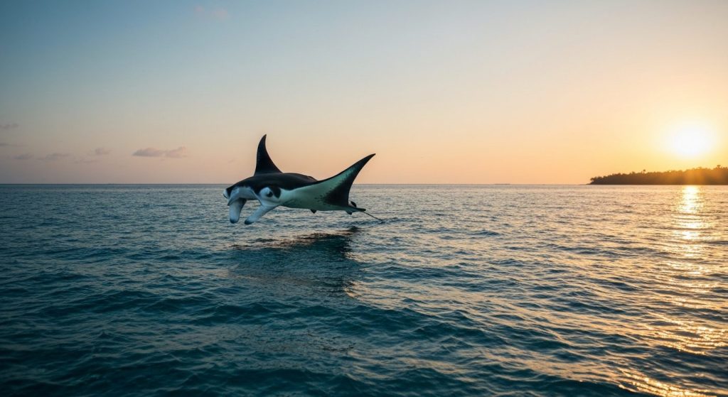manta ray season raja ampat when best time see — Photorealistic editorial travel photograph relevant to: The exact-match
