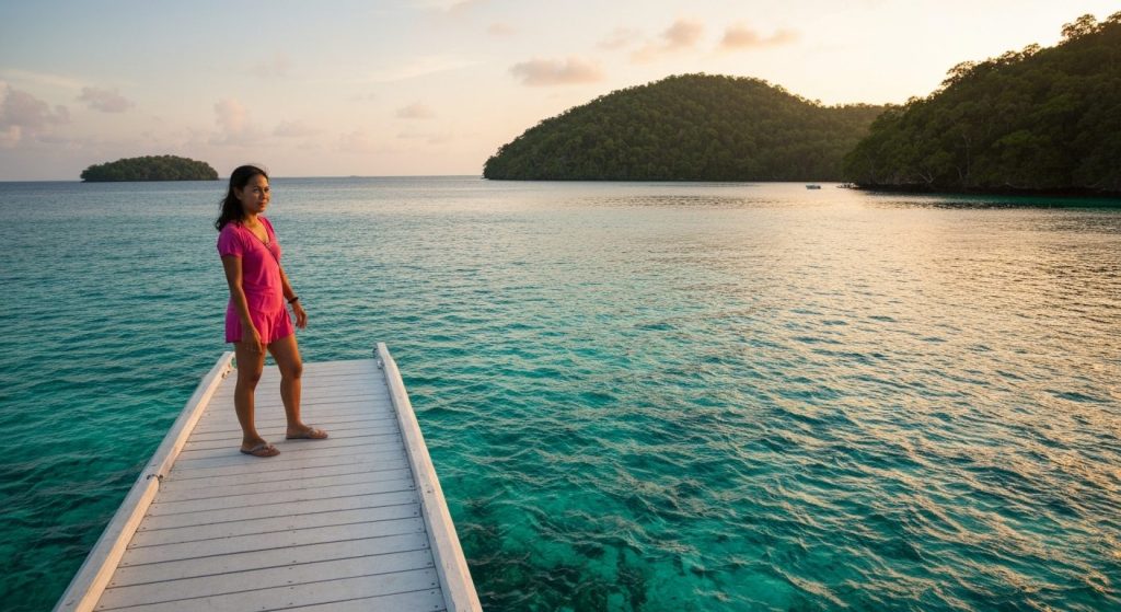 raja ampat marine park permit entry requirements rules — Photorealistic editorial travel photograph relevant to: The exa