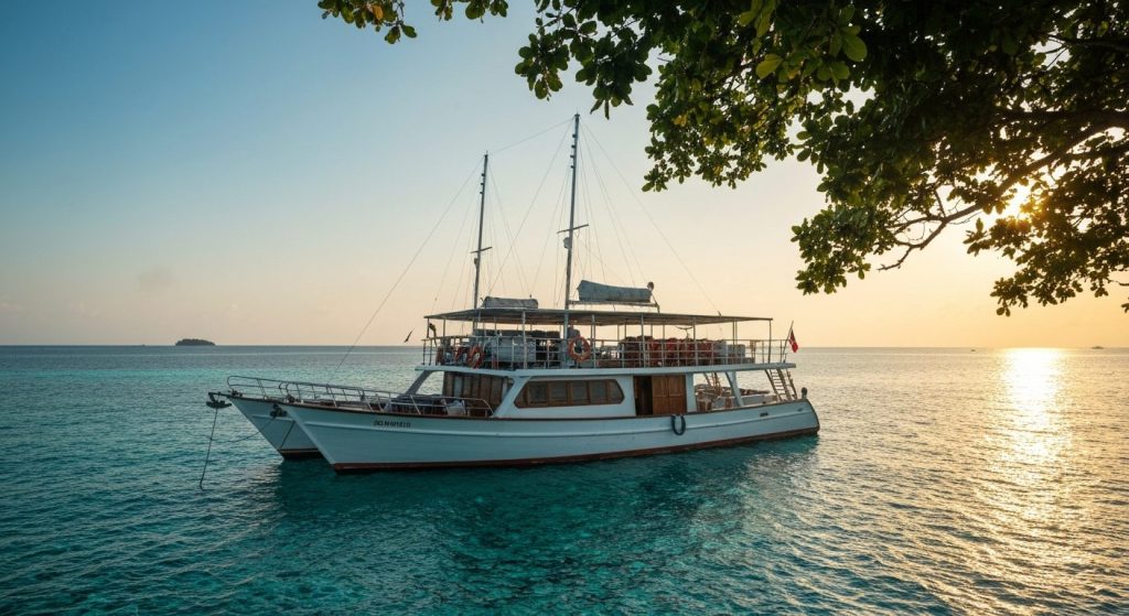 raja ampat dive yacht charter — Photorealistic editorial travel photograph relevant to: The exact-match authority for pr