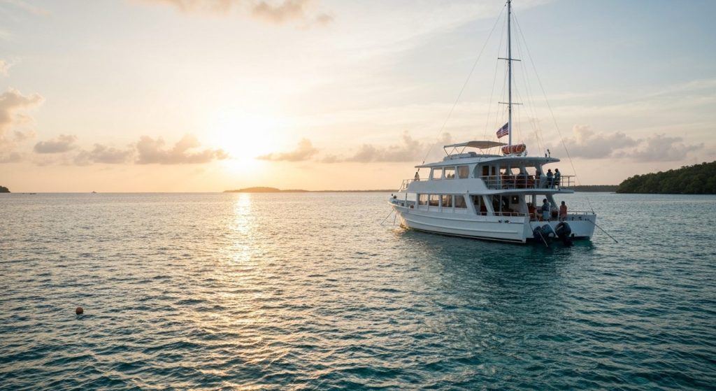 family yacht charter raja ampat — Photorealistic editorial travel photograph relevant to: The exact-match authority for
