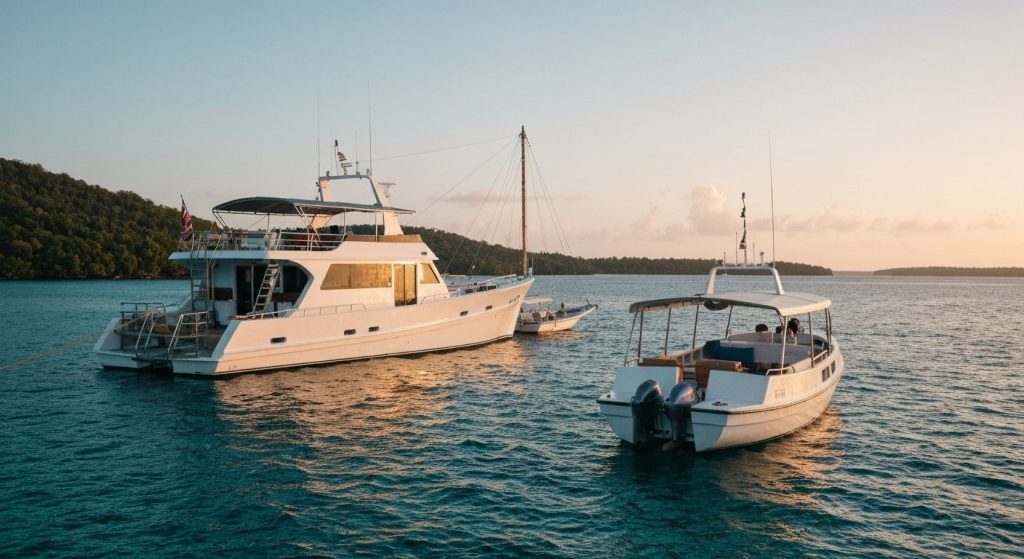 liveaboard yacht raja ampat — Photorealistic editorial travel photograph relevant to: The exact-match authority for priv
